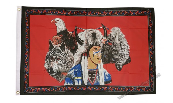 Indian Eagle Wolf Flag